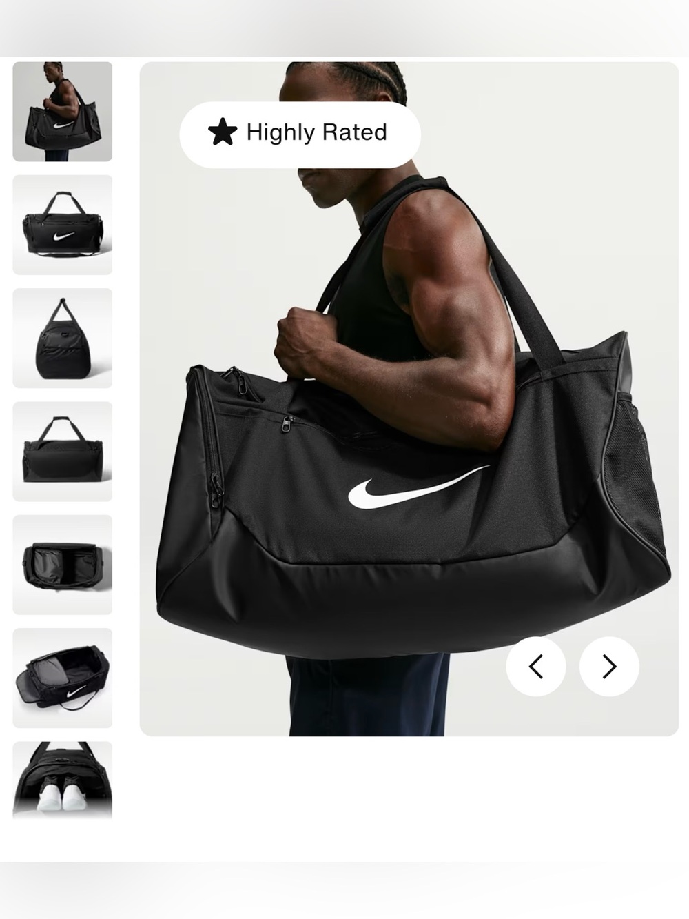 Nike Black Duffel Bag with White Swoosh-NET